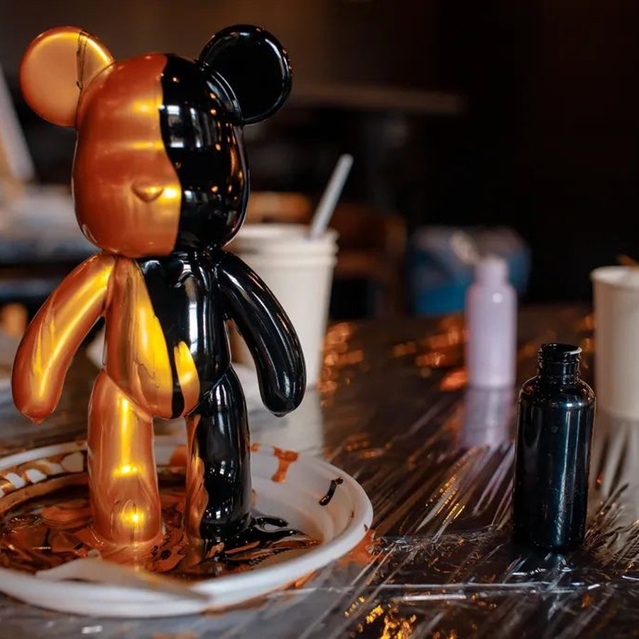 Роспись мишки 28 см  Bearbrick для двоих