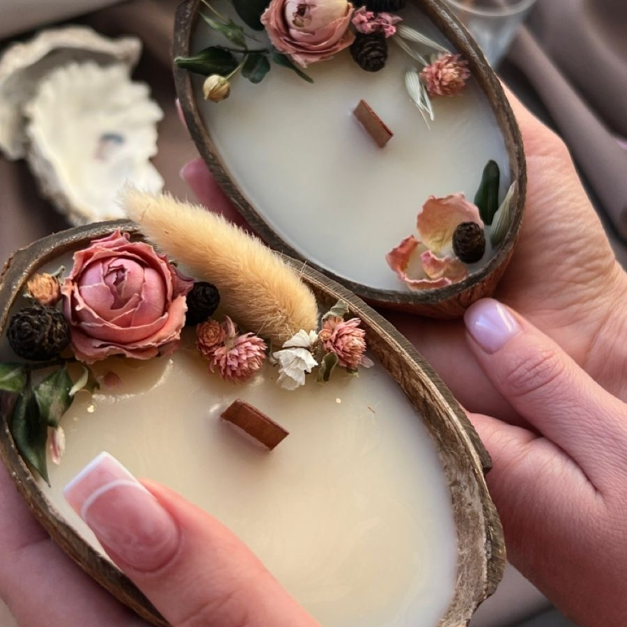 Мастер класс по созданию свечи в кокосе 1 шт для двоих