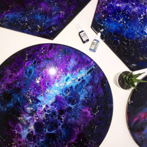 Мастер класс по эпоксидной смоле в технике  "Космос" 30 см для компании