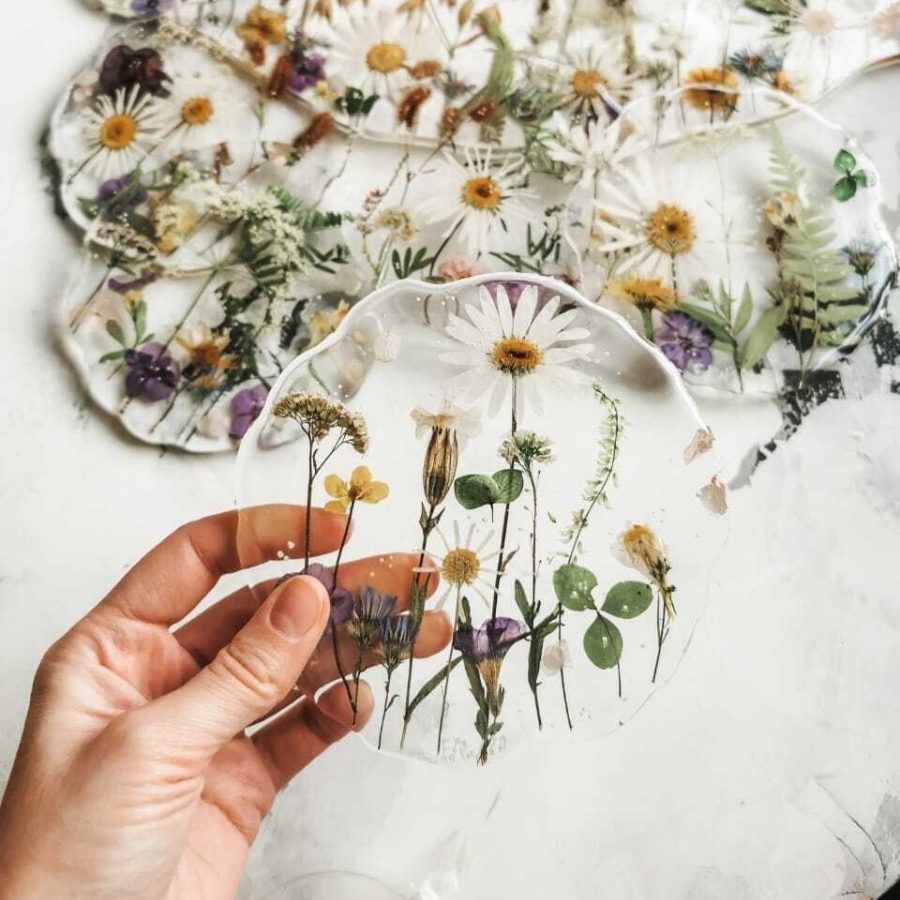 Мастер-класс «Сырная тарелка (круглая 26 см) + 2 подстаканника с сухоцветами»