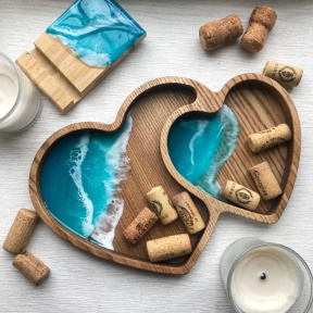 Мастер-класс «Деревянные менажницы» сердце 30*20 см для двоих