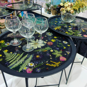 Мастер-класс «Журнальный столик с сухоцветами» (черный) 47 см для двоих