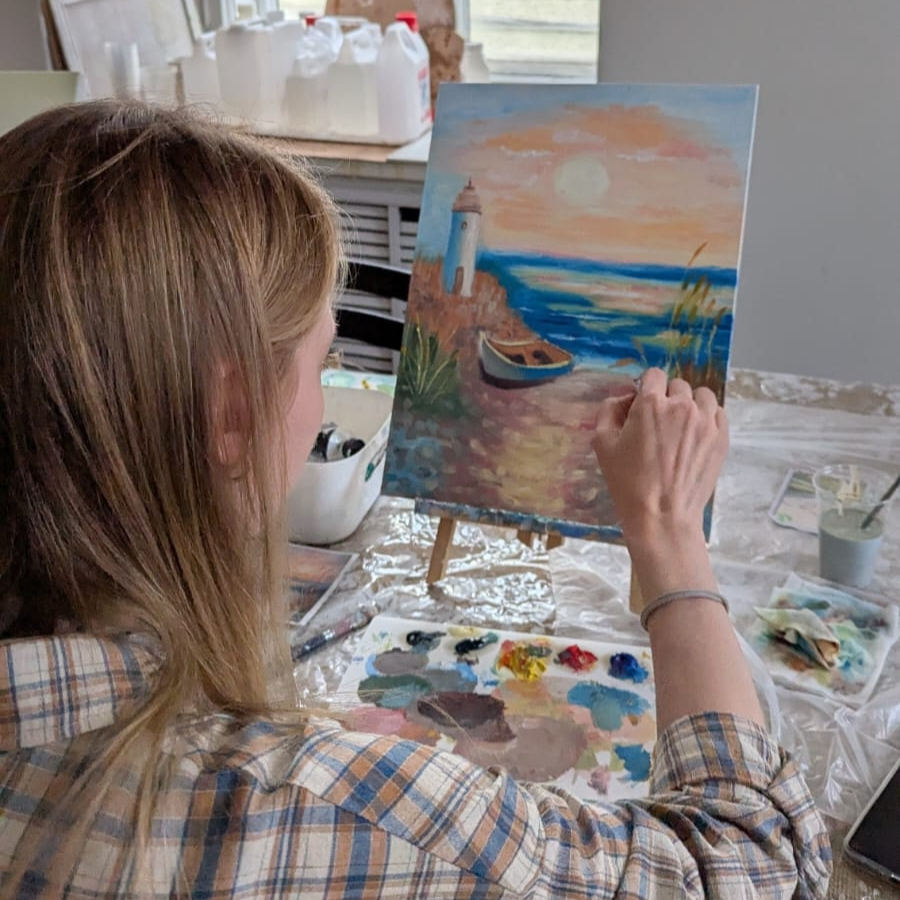 Мастер-класс по рисованию акриловыми красками 30*20 см для двоих