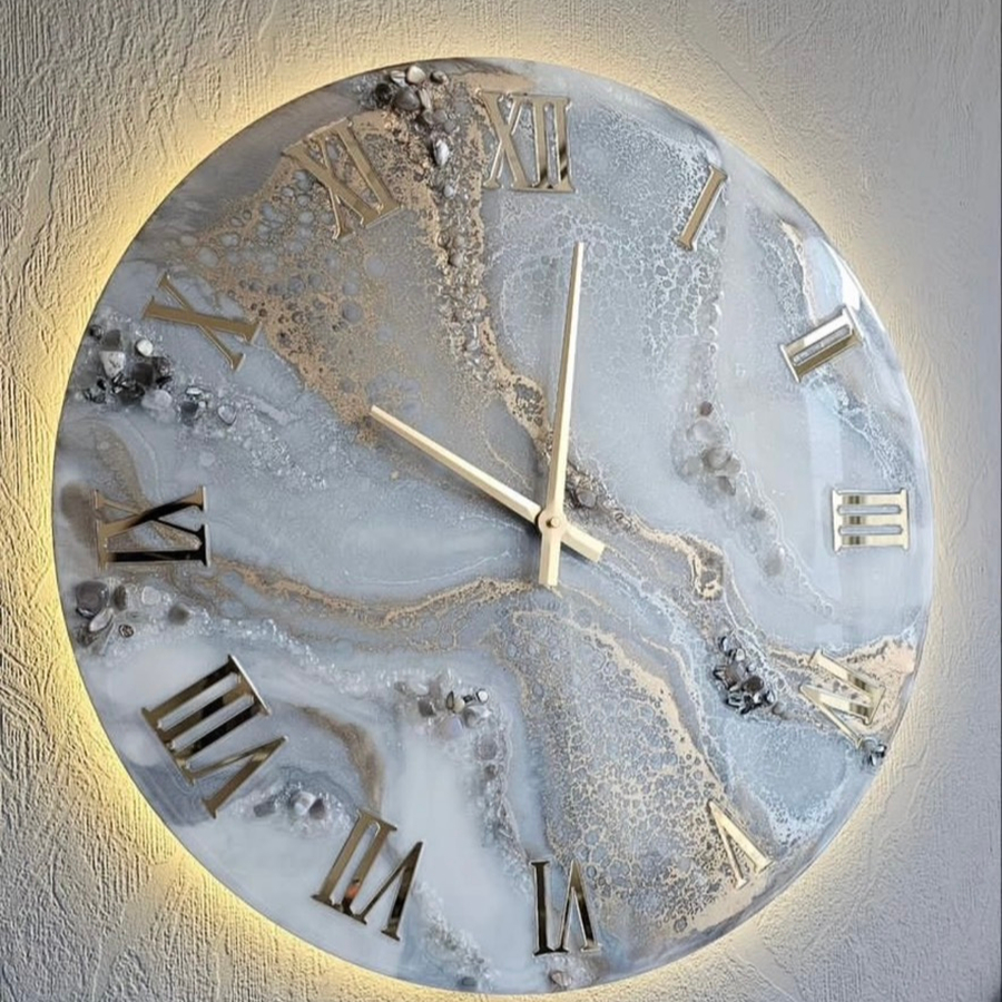 Арт-свидание по эпоксидной смоле часы 40 см