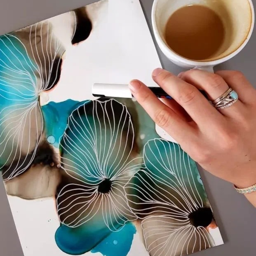 Мастер-класс по алкогольным чернилам 40*50 см для двоих