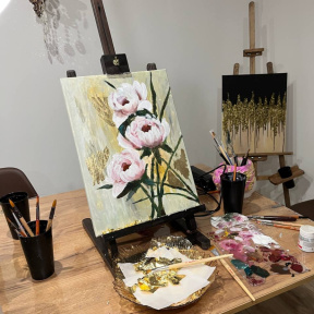 Мастер- класс по рисованию с текстурной пастой и поталью (3 персоны)