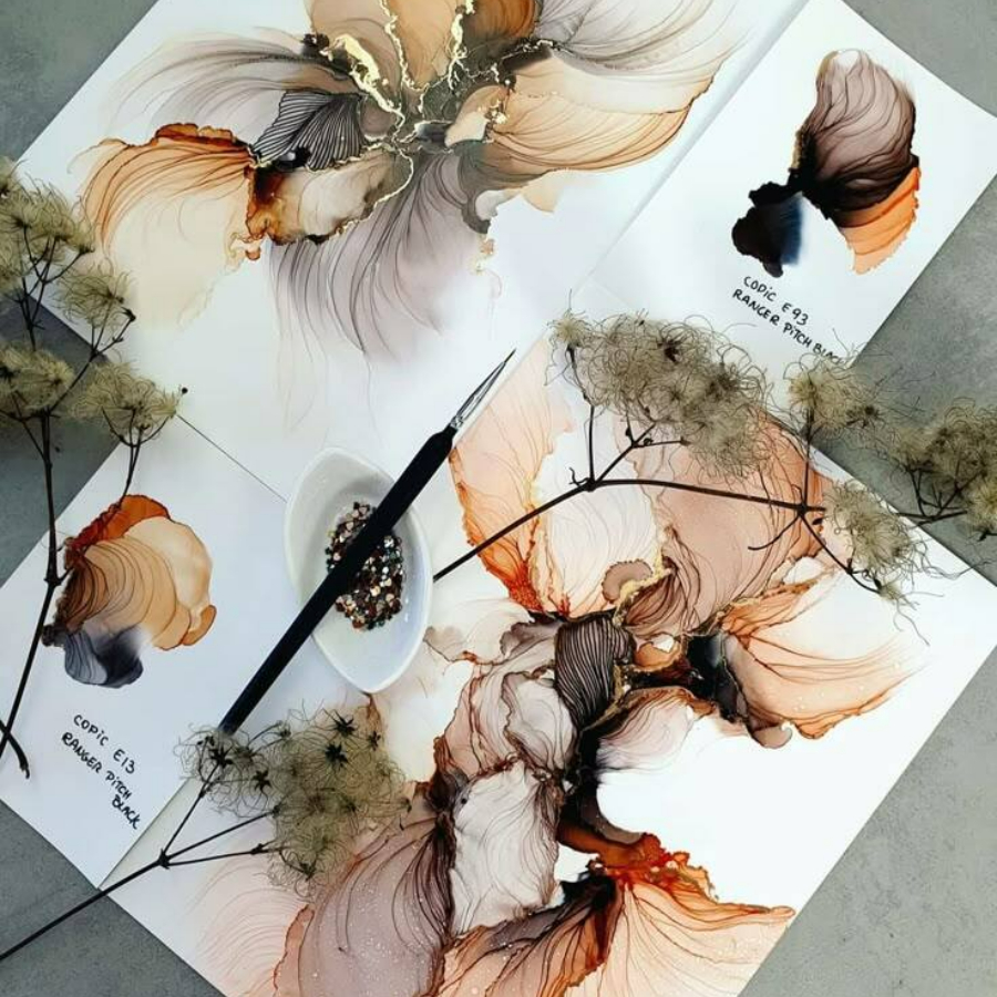 Мастер-класс в технике "INK ART" 40 см для компании