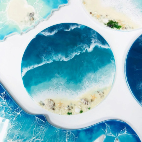 Мастер класс по эпоксидной смоле в технике  "Море/ Байкал" 40 см для компании