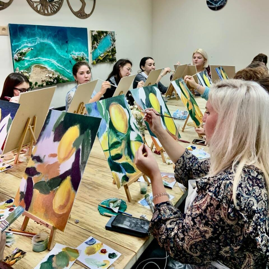 Мастер-класс по рисованию масляными красками 30*20 см