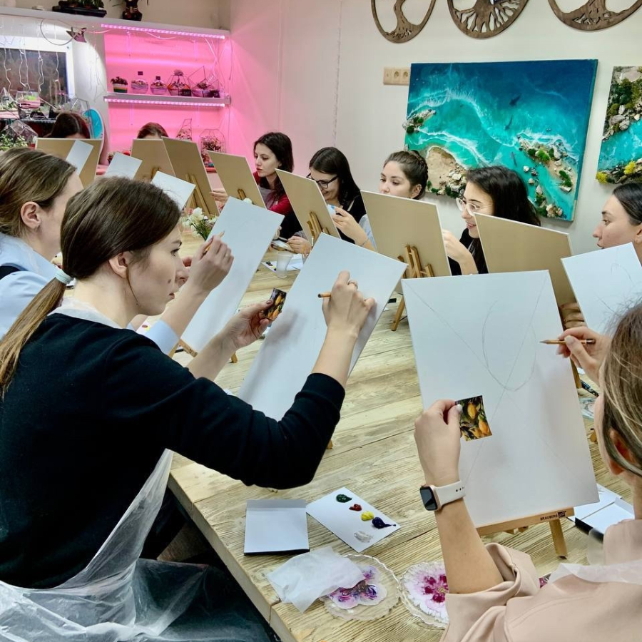 Мастер-класс по рисованию масляными красками 30*20 см