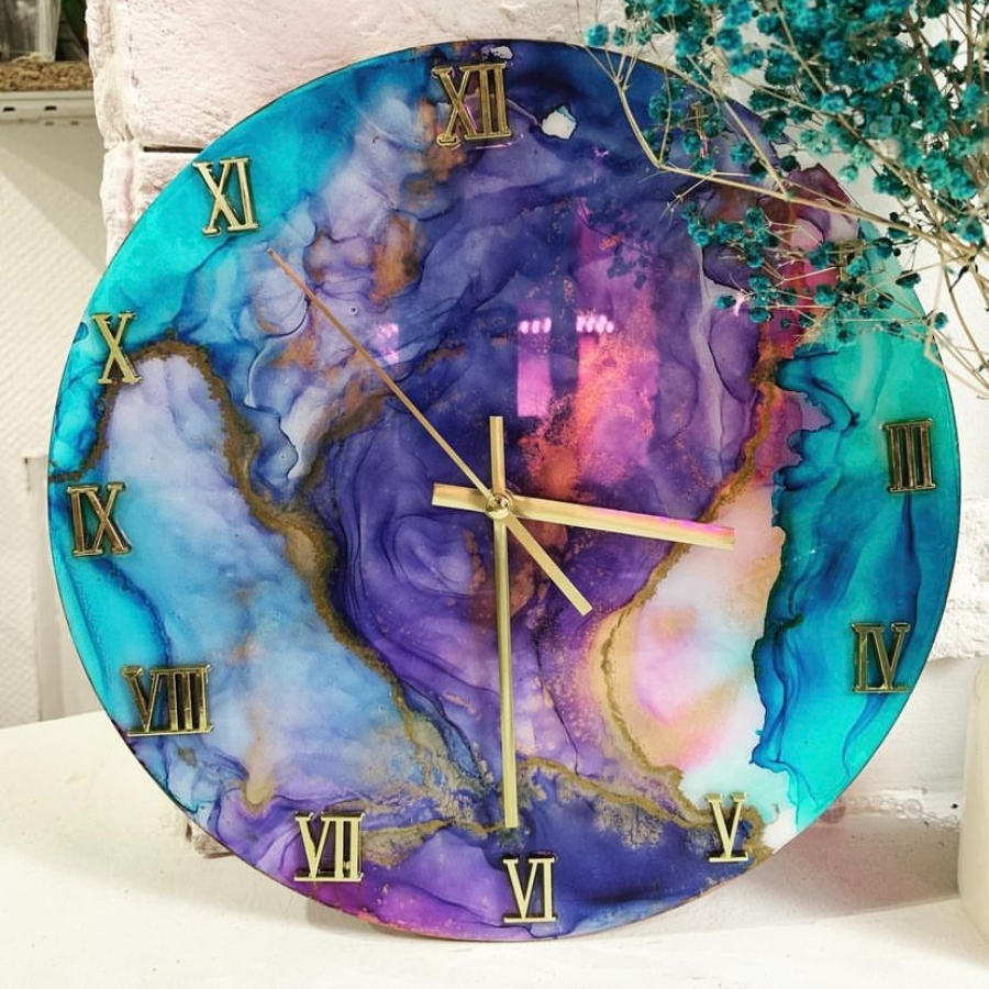 Мастер-класс по алкогольным чернилам "Часы" 40 см для двоих