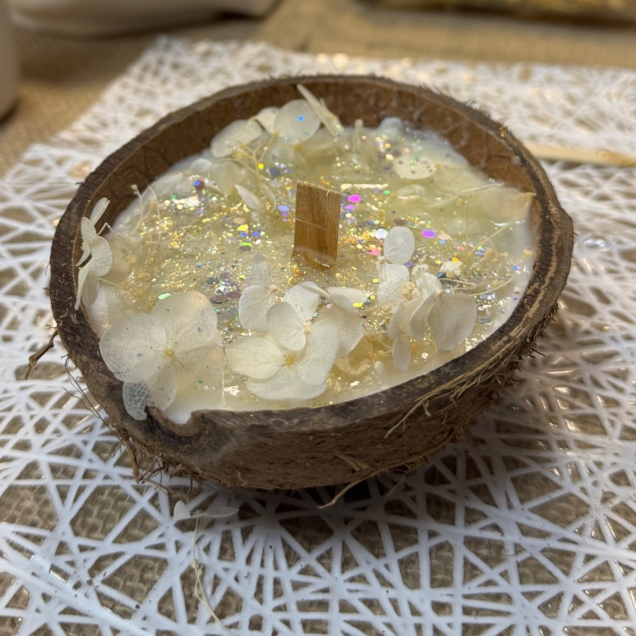 Мастер-класс "Свеча в кокосе" 15 см для двоих