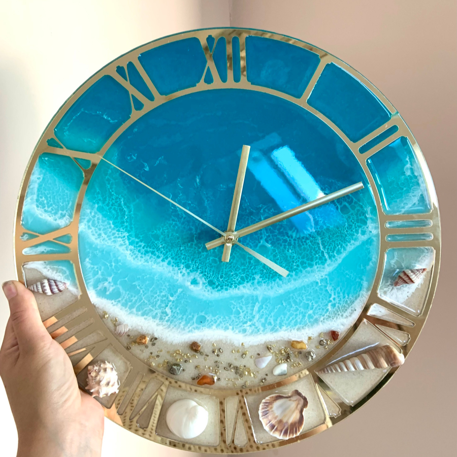 Арт-свидание по эпоксидной смоле часы 40 см