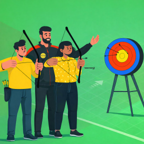 Тренировка стрельбы из лука для двоих с тренером