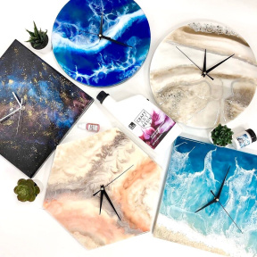 Мастер класс по созданию часов из эпоксидной смолы в технике "Срез камня" 30 см для семьи