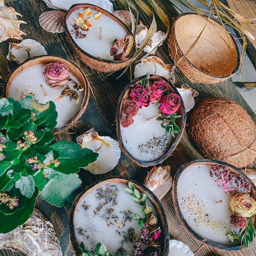 Мастер класс по созданию свечи в кокосе 1 шт для семьи