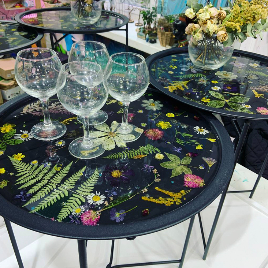 Мастер-класс «Журнальный столик с сухоцветами» (черный) 47 см для двоих