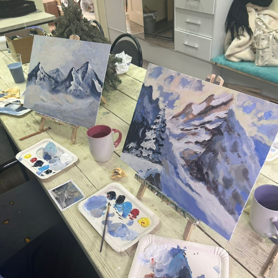 Мастер-класс по рисованию масляными красками 30*20 см