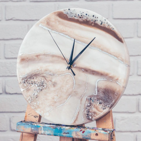 Мастер класс по созданию часов из эпоксидной смолы в технике "Срез камня" 30 см для двоих