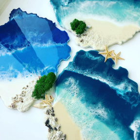 Мастер класс по эпоксидной смоле в технике  "Море/ Байкал" 30 см для компании