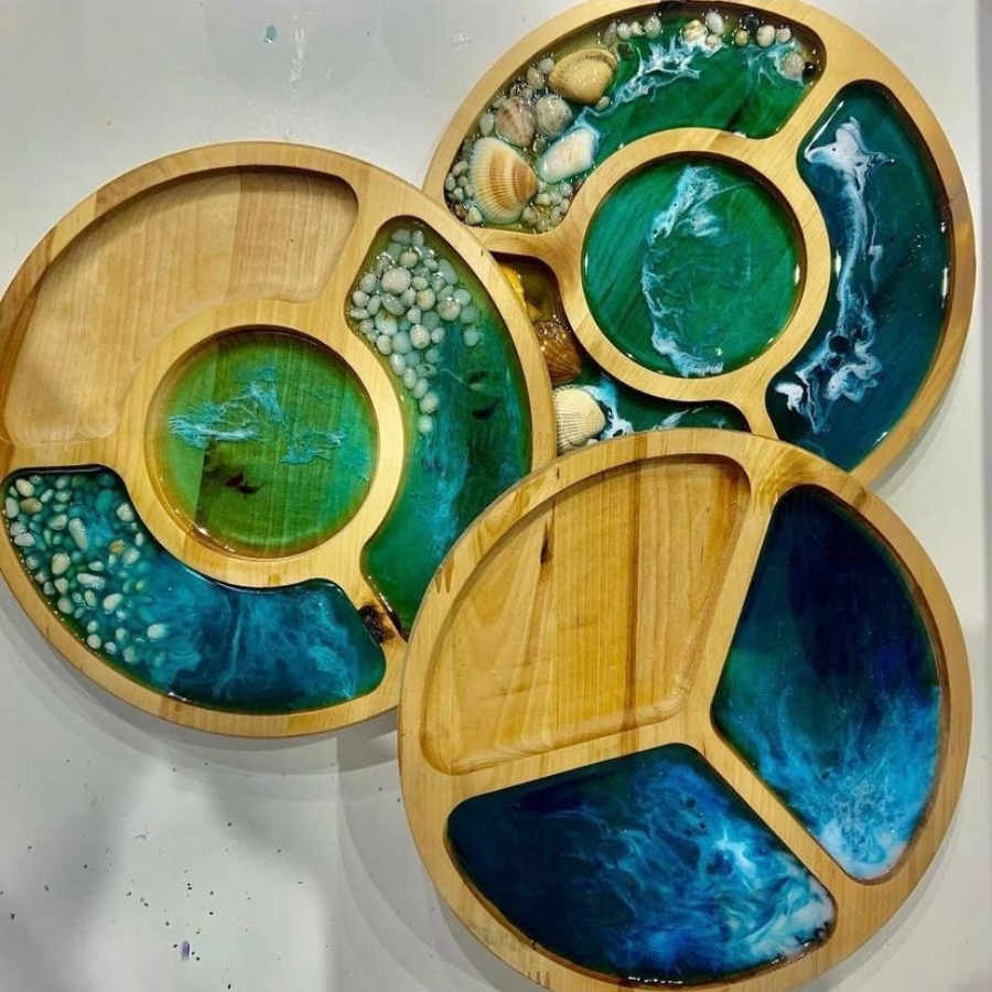 Мастер-класс «Деревянные менажницы» круг 25 см для двоих