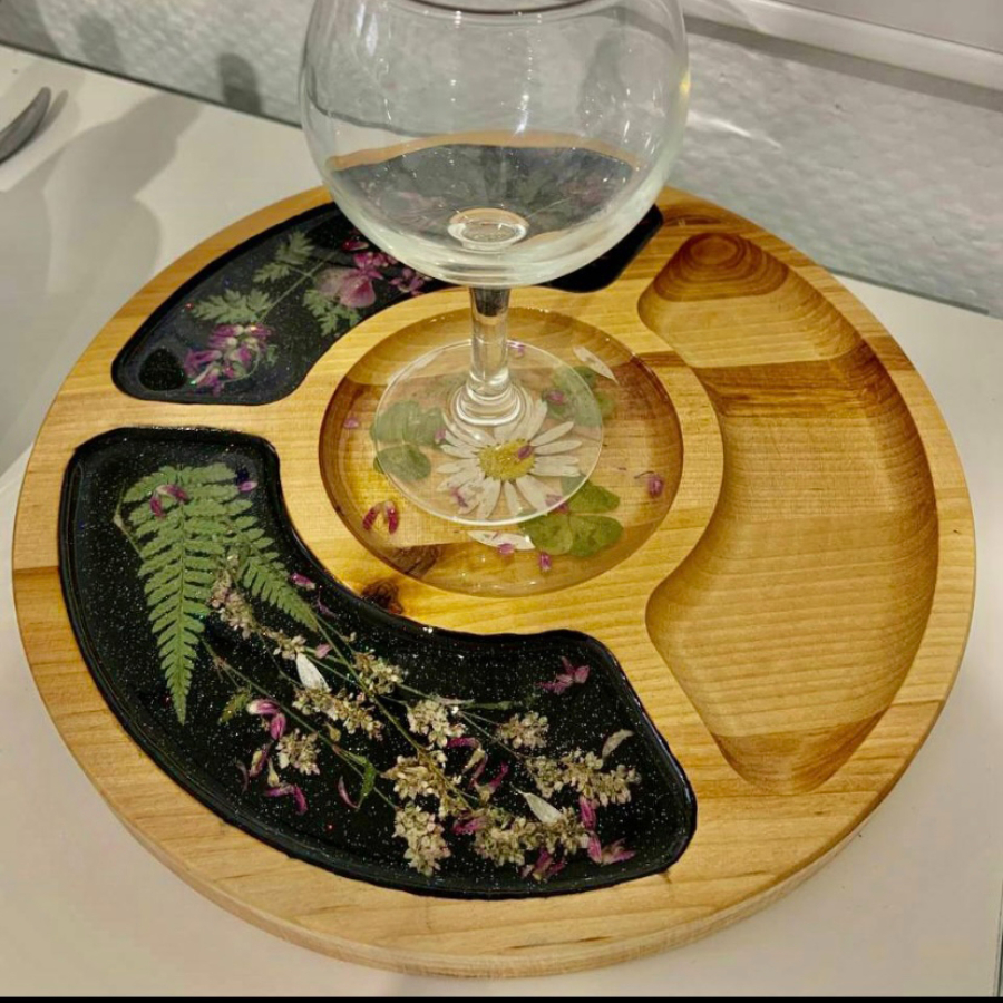 Мастер-класс «Деревянные менажницы с сухоцветами» (квадрат 25 см) для двоих