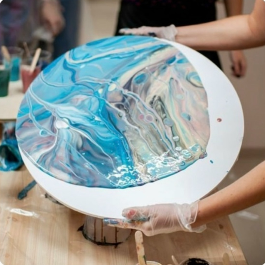 Мастер-класс "Флюид-арт. Часы" 30 см