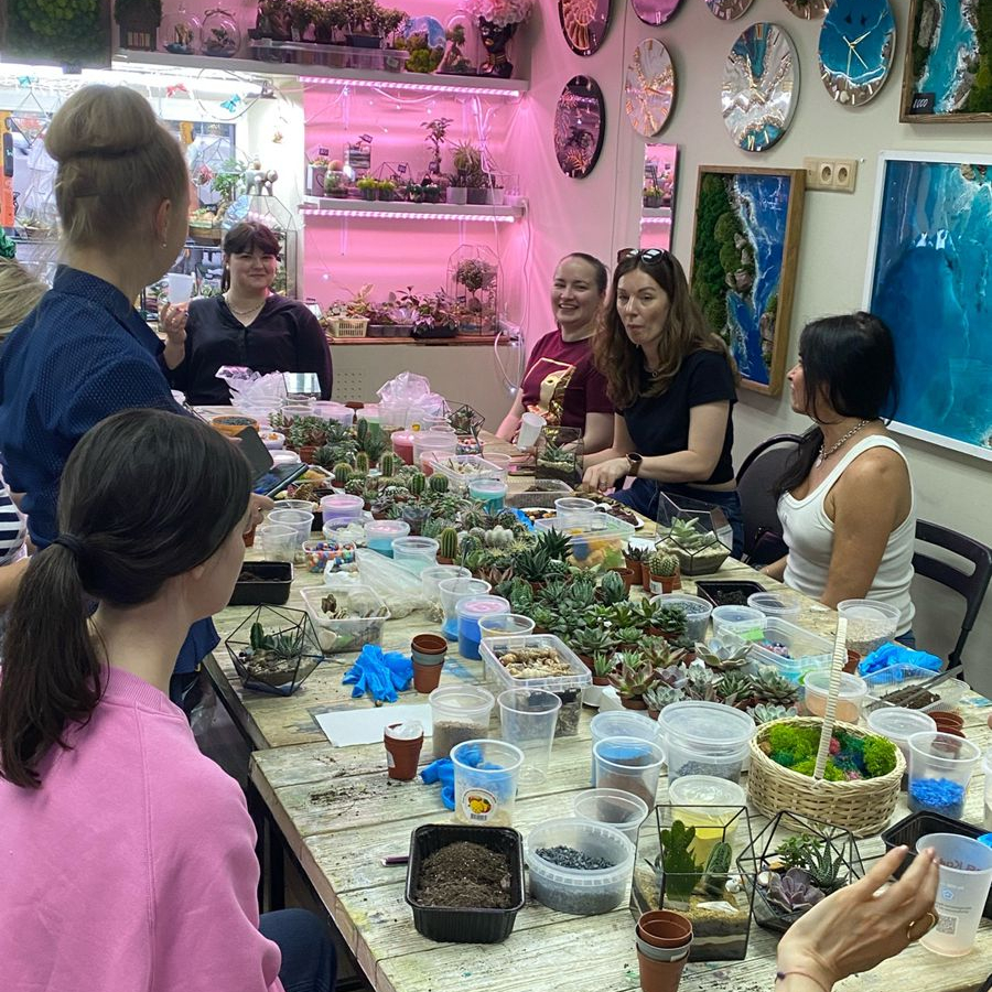 Мастер-класс флорариум в средней геометрической форме