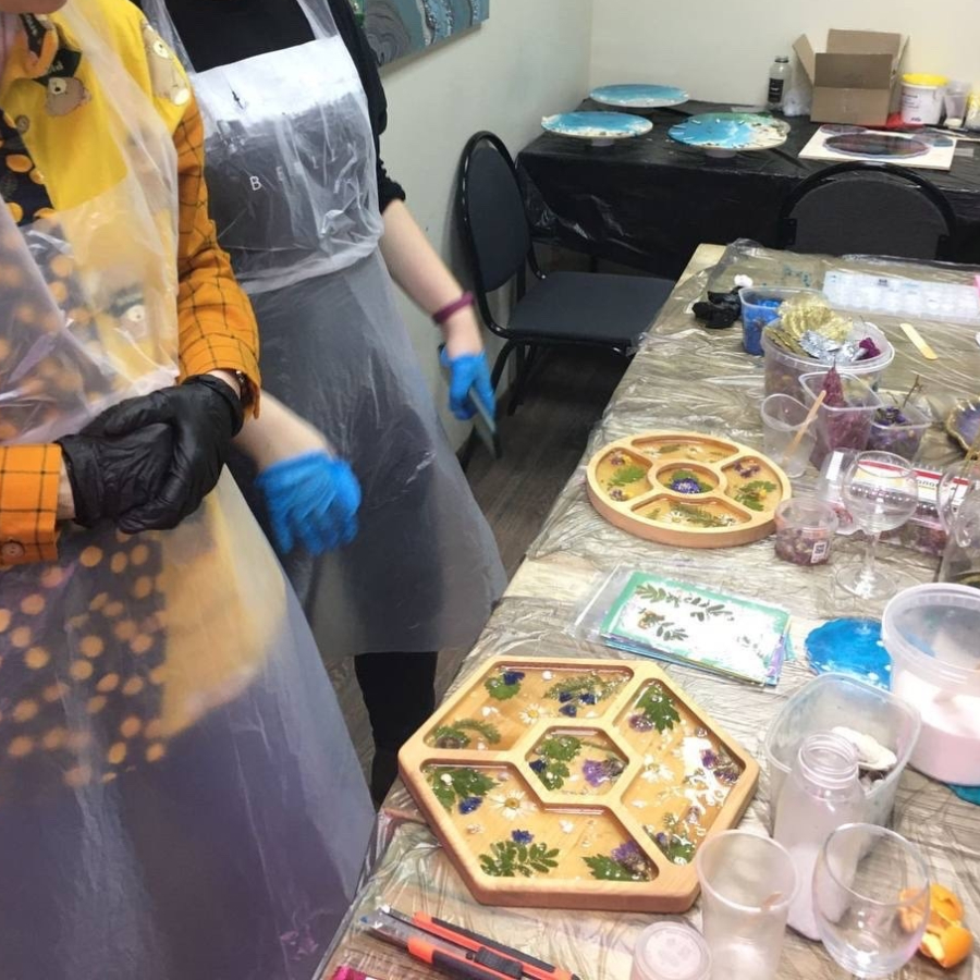 Мастер-класс «Деревянные менажницы с сухоцветами» (круг 30 см) для двоих